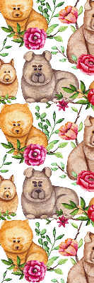 Store occultant fenêtre pour chiens parmi les fleurs