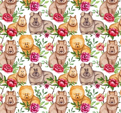 Store occultant fenêtre pour chiens parmi les fleurs