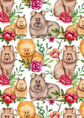 Store occultant fenêtre pour chiens parmi les fleurs