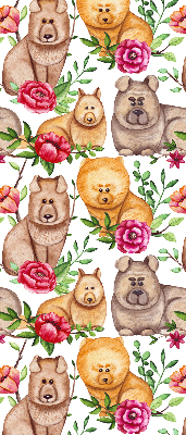 Store occultant fenêtre pour chiens parmi les fleurs