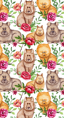 Store occultant fenêtre pour chiens parmi les fleurs