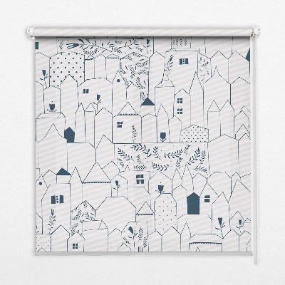 Store enrouleur occultant avec motif de maisons dessinées