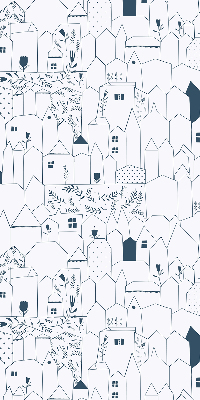 Store enrouleur occultant avec motif de maisons dessinées