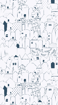 Store enrouleur occultant avec motif de maisons dessinées