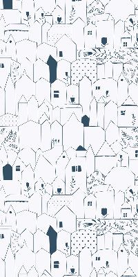 Store enrouleur occultant avec motif de maisons dessinées