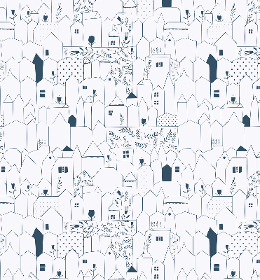 Store enrouleur occultant avec motif de maisons dessinées