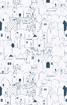 Store enrouleur occultant avec motif de maisons dessinées