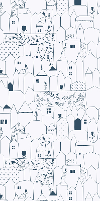 Store enrouleur occultant avec motif de maisons dessinées