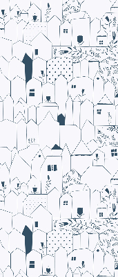 Store enrouleur occultant avec motif de maisons dessinées