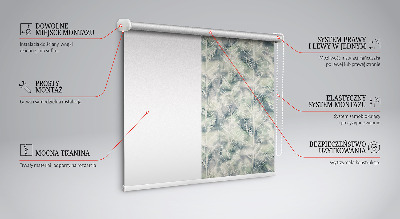 Store fenêtre intérieur avec un croquis d'une plante sur fond coloré