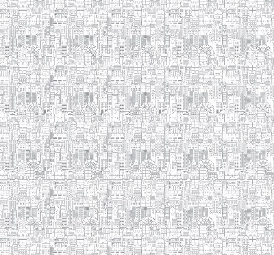Store enrouleur occultant avec motif croquis de la ville