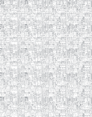 Store enrouleur occultant avec motif croquis de la ville