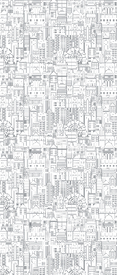Store enrouleur occultant avec motif croquis de la ville