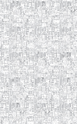 Store enrouleur occultant avec motif croquis de la ville