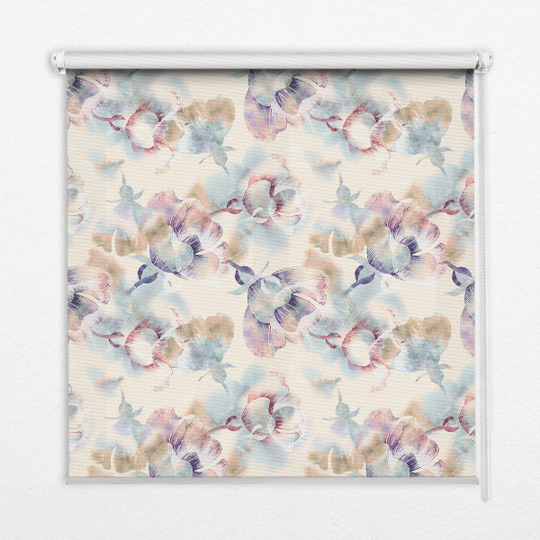 Store occultant fenêtre avec fleurs peintes colorées