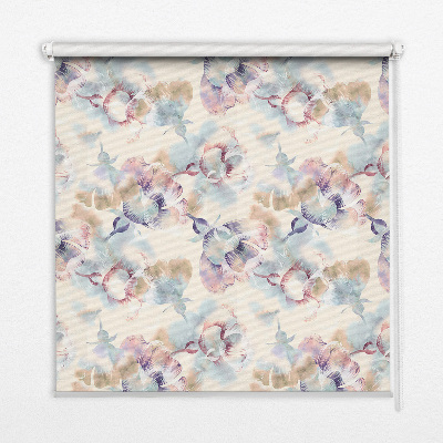 Store occultant fenêtre avec fleurs peintes colorées