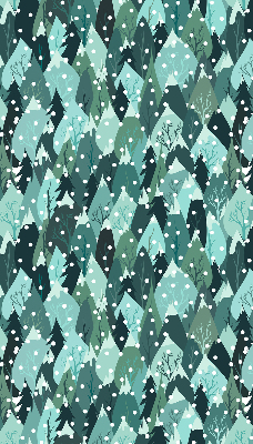 Store fenêtre intérieur de forêt et de neige qui tombe