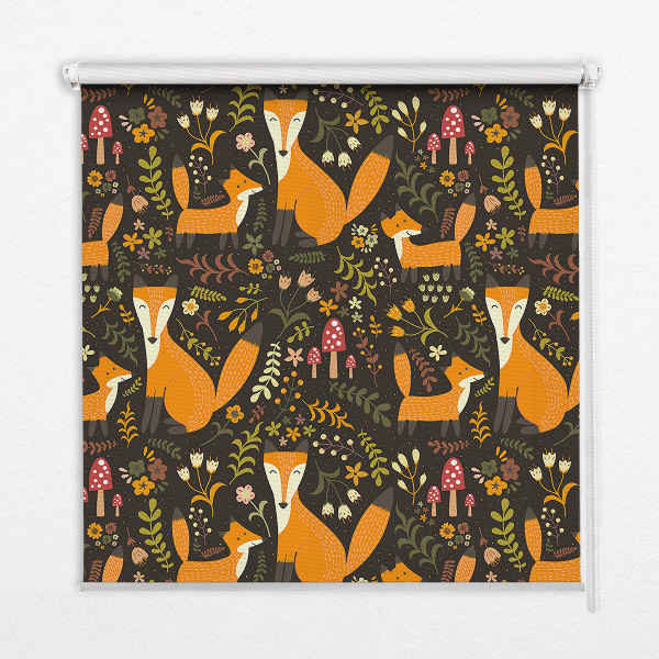 Store enrouleur occultant avec motif renards et plantes