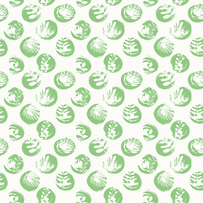 Store enrouleur occultant avec des plantes se reflétant sur des cercles verts