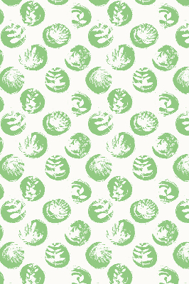 Store enrouleur occultant avec des plantes se reflétant sur des cercles verts