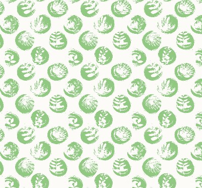 Store enrouleur occultant avec des plantes se reflétant sur des cercles verts