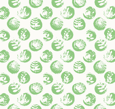 Store enrouleur occultant avec des plantes se reflétant sur des cercles verts