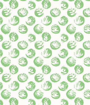 Store enrouleur occultant avec des plantes se reflétant sur des cercles verts