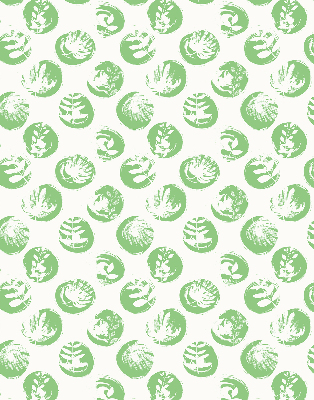 Store enrouleur occultant avec des plantes se reflétant sur des cercles verts