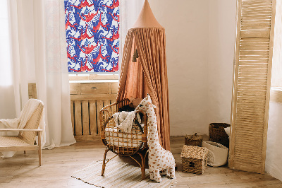 Store fenêtre intérieur avec des singes rouges