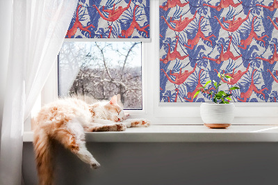 Store fenêtre intérieur avec des singes rouges