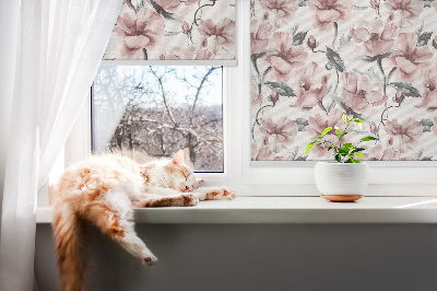 Store enrouleur occultant à fleurs roses