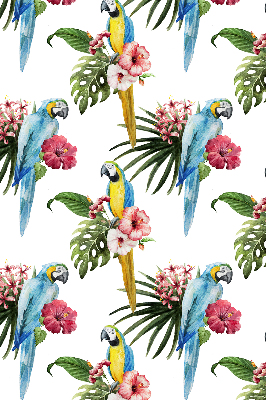 Store fenêtre intérieur avec motif perroquet sur des fleurs