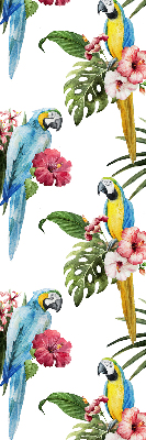 Store fenêtre intérieur avec motif perroquet sur des fleurs