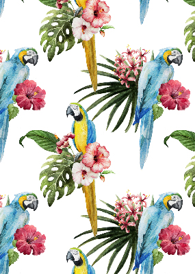 Store fenêtre intérieur avec motif perroquet sur des fleurs