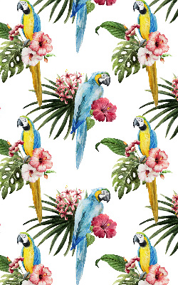 Store fenêtre intérieur avec motif perroquet sur des fleurs