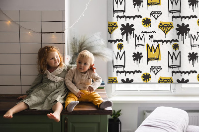 Store enrouleur occultant avec motif de fleurs dessinées