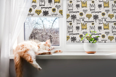 Store enrouleur occultant avec motif de fleurs dessinées