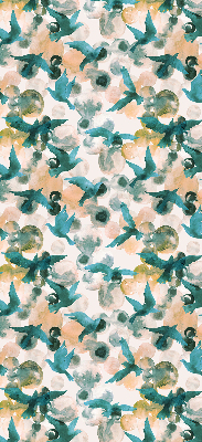 Store occultant fenetre avec motif d'oiseaux et de paysages colorés