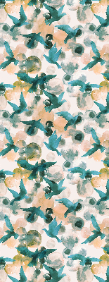 Store occultant fenetre avec motif d'oiseaux et de paysages colorés