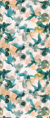 Store occultant fenetre avec motif d'oiseaux et de paysages colorés