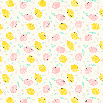 Store fenêtre intérieur avec citrons roses et jaunes