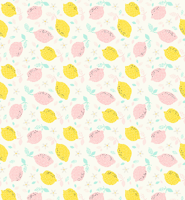 Store fenêtre intérieur avec citrons roses et jaunes