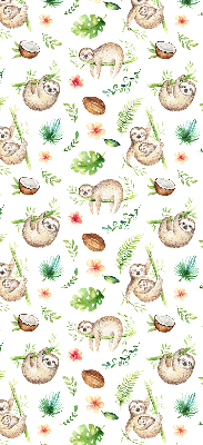 Store enrouleur occultant avec motif de paresseux et de plantes