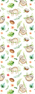 Store enrouleur occultant avec motif de paresseux et de plantes