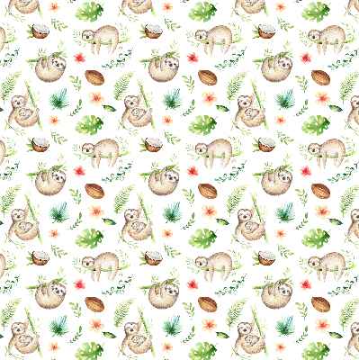 Store enrouleur occultant avec motif de paresseux et de plantes