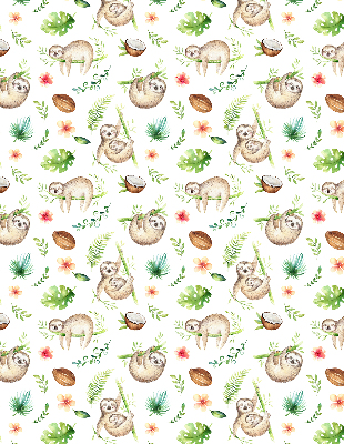Store enrouleur occultant avec motif de paresseux et de plantes