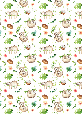 Store enrouleur occultant avec motif de paresseux et de plantes