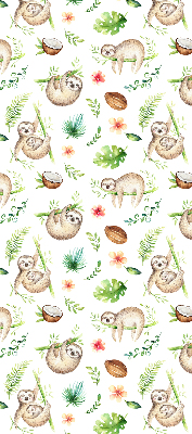 Store enrouleur occultant avec motif de paresseux et de plantes