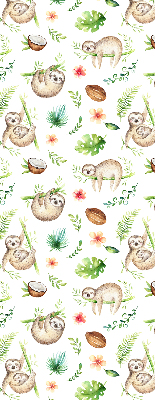 Store enrouleur occultant avec motif de paresseux et de plantes