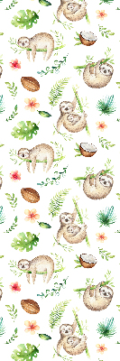 Store enrouleur occultant avec motif de paresseux et de plantes